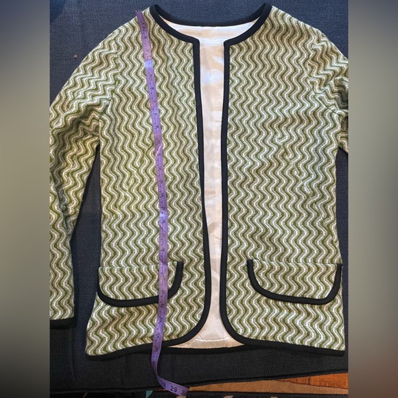 Vintage Retro Green Striped Jacket 1960s or 1970s Blazer - Picture 12 of 15